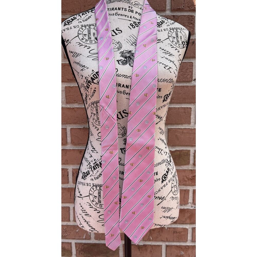 Men's Colorata Animal Pink W/Fish &Coral Made In Japan Silk 58" 3.25" Neck Tie